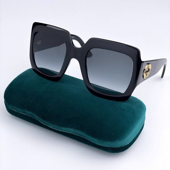 NEW Gucci  GG0053SN 001 Black Gray Oversized Square Unisex Sunglasses - Picture 1 of 14